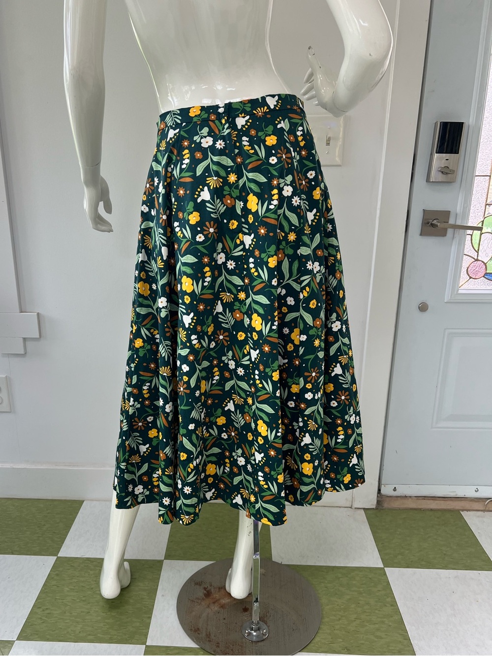 Modcloth Vintage Circle Maxi skirt Floral print  cotton engagement photo